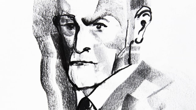 Sigmund Freud Zeichnung in Schwarz Weiss. Sigmund Freud Zeichnung in Schwarz Weiss.