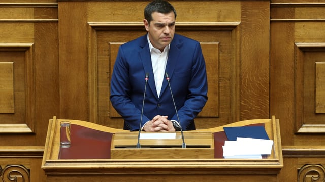 Tsipras am Rednerpult Tsipras am Rednerpult