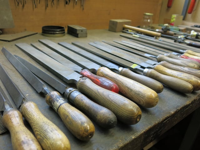 Verschiedene Feilen in der Werkstatt