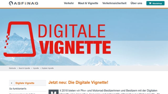 Screenshot Asfinag Screenshot Asfinag