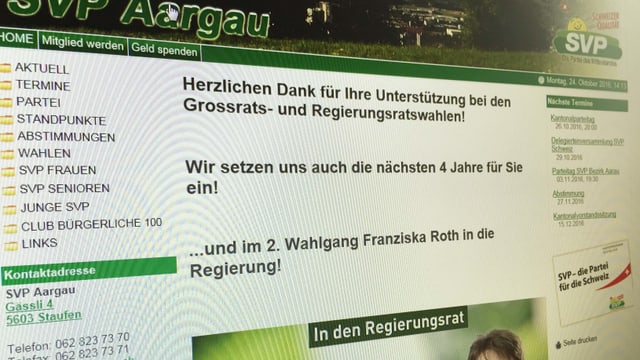 Blick auf die Startseite der Website der SVP AG Blick auf die Startseite der Website der SVP AG