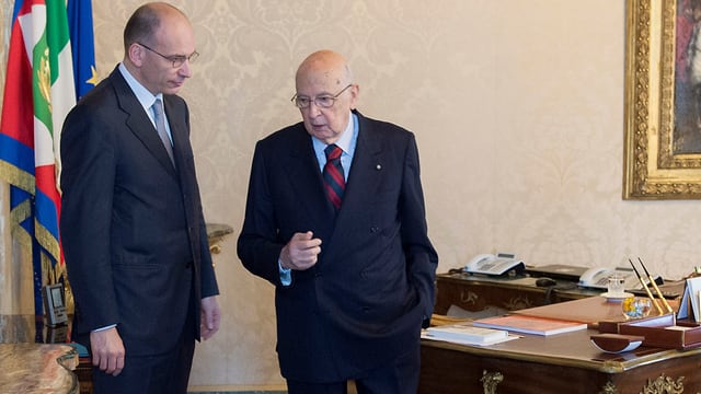 Letta und Napolitano im Gespräch. Letta und Napolitano im Gespräch.