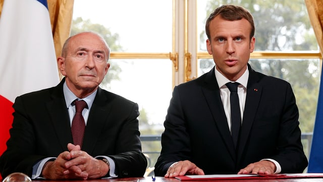Macron und Collomb bei einem gemeinsamen Pressetermin Macron und Collomb bei einem gemeinsamen Pressetermin