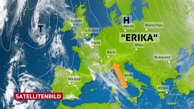 Europagrafik mit Hoch und Tiefdruchgebieten Europagrafik mit Hoch und Tiefdruchgebieten