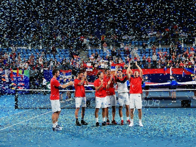 Serbien nach dem Final-Sieg gegen Spanien. Serbien nach dem Final-Sieg gegen Spanien.