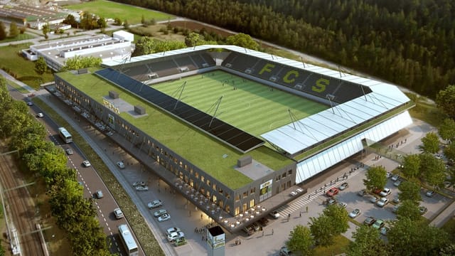Ansicht des Stadions Schaffhausen von oben. Ansicht des Stadions Schaffhausen von oben.