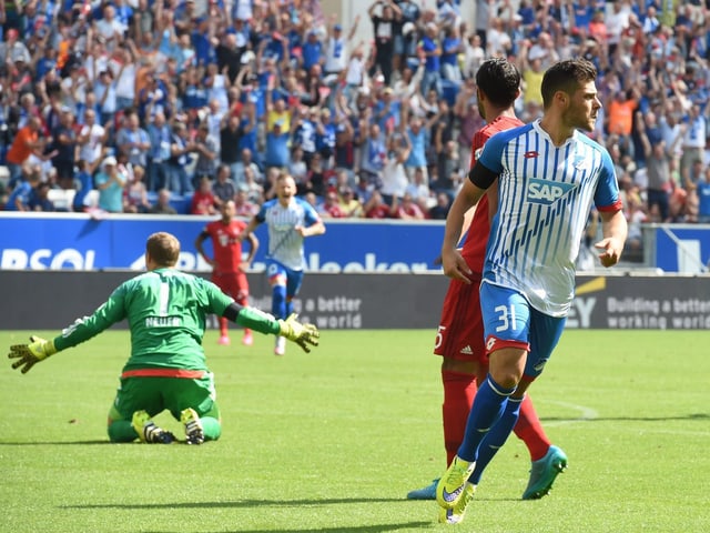 Hoffenheims Kevin Volland jubelt nach dem Rekordtor (9 Sekunden) gegen Bayern München.
