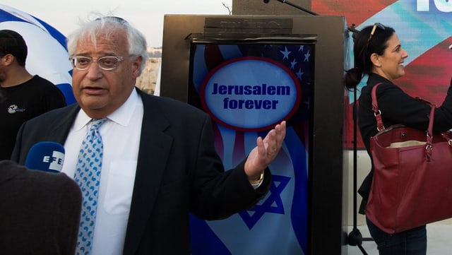 David Friedman an einer Veranstaltung mit dem Titel «Jerusalem forever» im Oktober 2016. David Friedman an einer Veranstaltung mit dem Titel «Jerusalem forever» im Oktober 2016.