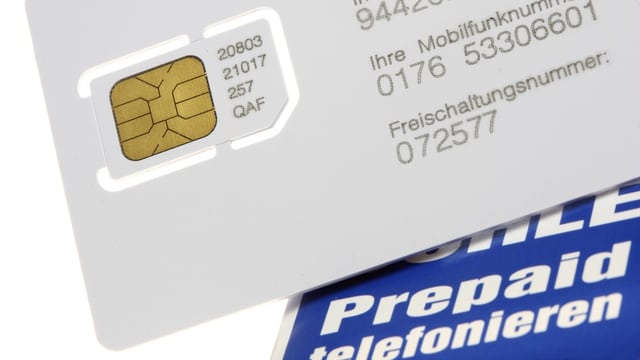 Eine Prepaid-SIM-Karte. Eine Prepaid-SIM-Karte.