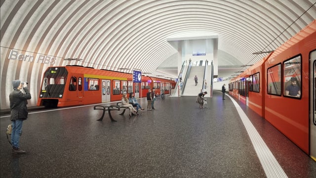 Die Perronebene des neuen RBS-Tiefbahnhofs. Die Perronebene des neuen RBS-Tiefbahnhofs.