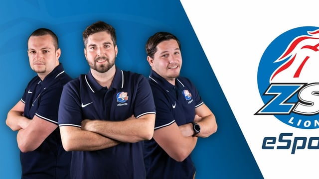 Drei Männer neben dem ZSC Logo Drei Männer neben dem ZSC Logo
