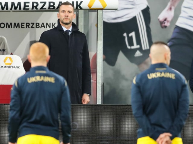 Die Ukraine mit Trainer Andrij Schewtschenko. Die Ukraine mit Trainer Andrij Schewtschenko.