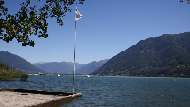 Blick über den wolkenlosen Lago Maggiore Richtung Magadinoebene Blick über den wolkenlosen Lago Maggiore Richtung Magadinoebene