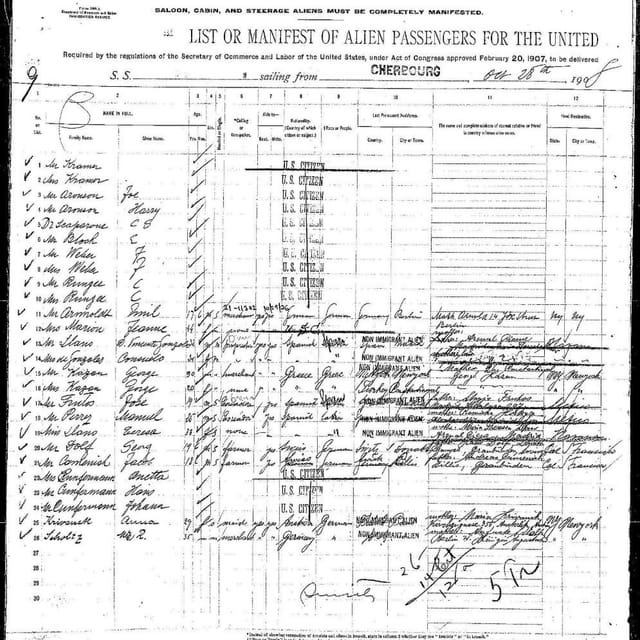 Immigration List, Ellis Island Immigration List, Ellis Island