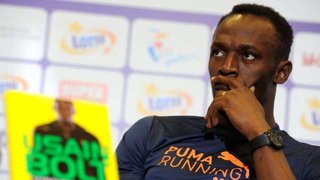 Usain Bolt bei einer Medienkonferenz