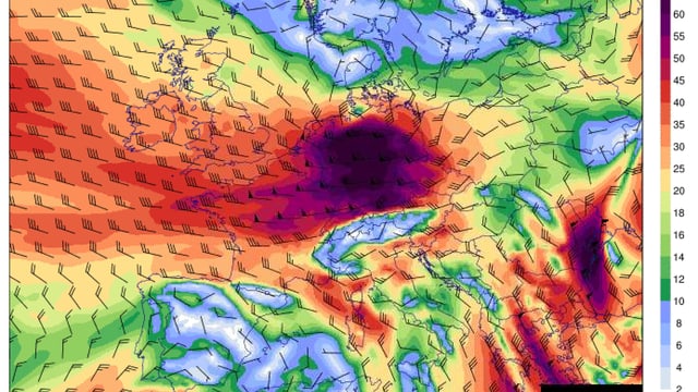 Windkarte von Europa in 1500 Metern Meereshöhe Windkarte von Europa in 1500 Metern Meereshöhe