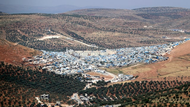 Blick auf das Flüchtlingslager Atmeh in der syrischen Provinz Idlib. Blick auf das Flüchtlingslager Atmeh in der syrischen Provinz Idlib.