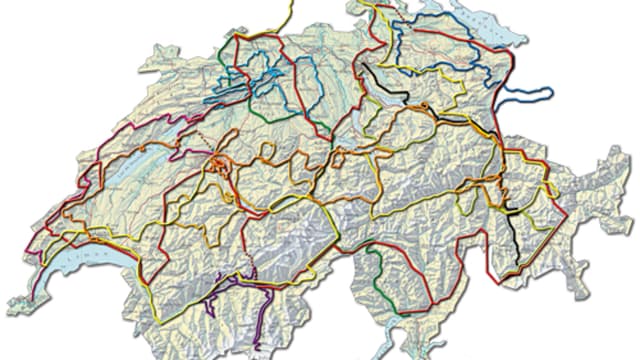 carta da la Svizra cun rutas dal gigatlon carta da la Svizra cun rutas dal gigatlon