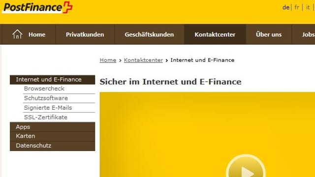 Online-Portal von Postfinance Online-Portal von Postfinance
