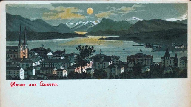 Historische Postkarte mit dem Vierwaldstättersee Historische Postkarte mit dem Vierwaldstättersee