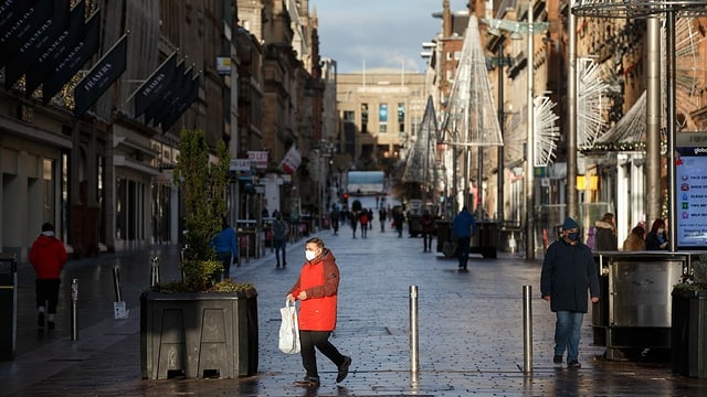 Die Buchanan Street in Glasgow am 05. Januar 2021, dem ersten Tag im Lockdown. Die Buchanan Street in Glasgow am 05. Januar 2021, dem ersten Tag im Lockdown.
