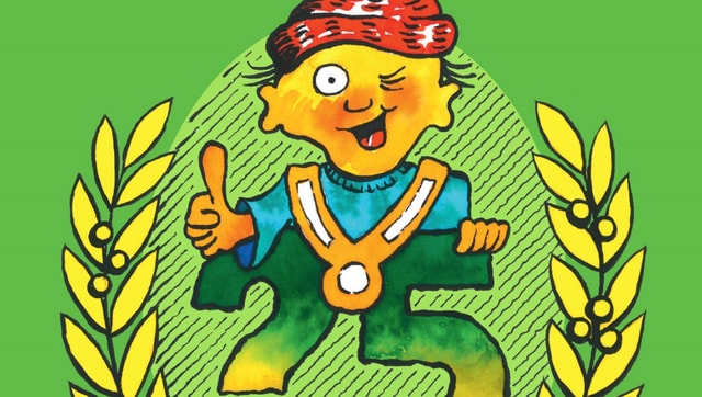 Jubiläumsplakatausschnitt handgemalt mit Verkehrsmaskottchen Simi Sicherli Jubiläumsplakatausschnitt handgemalt mit Verkehrsmaskottchen Simi Sicherli