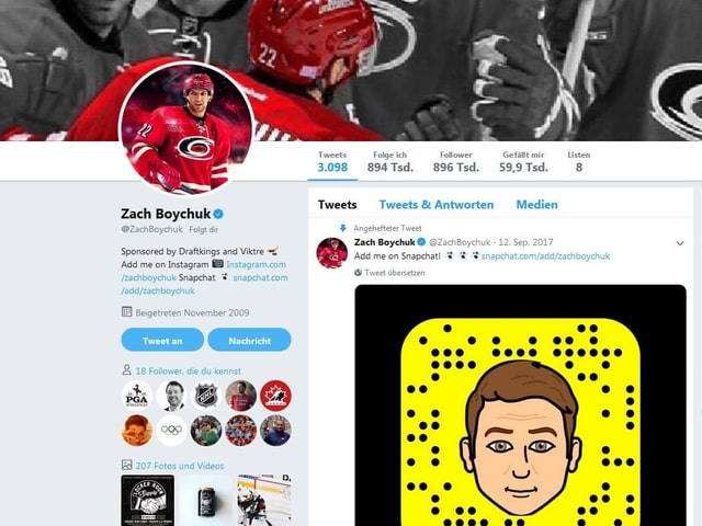 Der Twitter-Account von Zach Boychuk. Der Twitter-Account von Zach Boychuk.