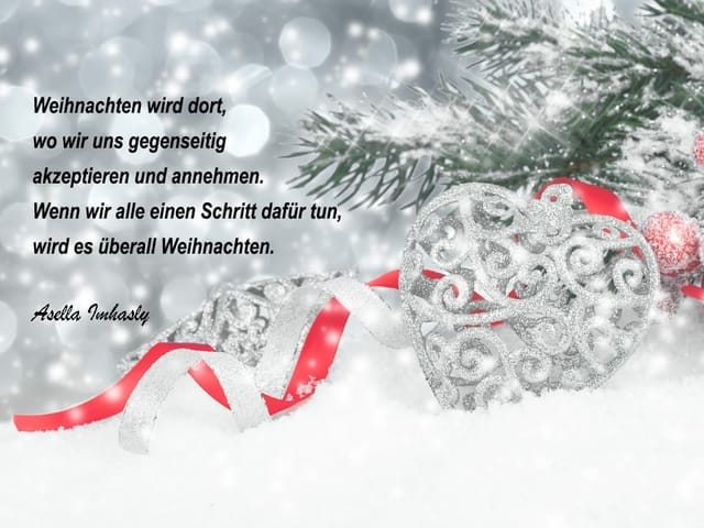Ein Gedicht auf einem Bild mit einem silbrigen Herz.
