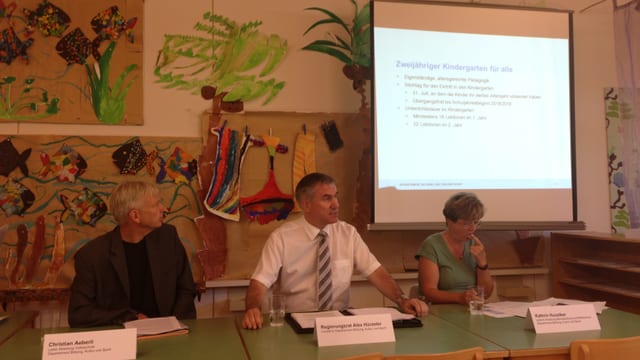 Bildungsdirektor Alex Hürzeler informiert im Telli-Kindergarten in Aarau über die Änderungen im neuen Schuljahr. Bildungsdirektor Alex Hürzeler informiert im Telli-Kindergarten in Aarau über die Änderungen im neuen Schuljahr.