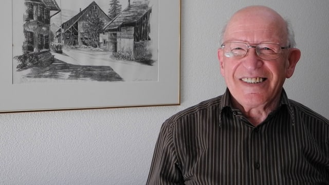 Porträtbild von Leo Stebler in seinem Haus. Porträtbild von Leo Stebler in seinem Haus.