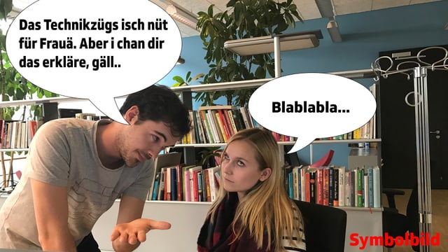 Fabio Nay sprich zu einer Frau mit Sprechblasen Fabio Nay sprich zu einer Frau mit Sprechblasen