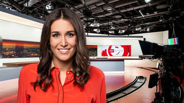 Moderatorin Bigna Silberschmidt im 10vor10-Studio Moderatorin Bigna Silberschmidt im 10vor10-Studio