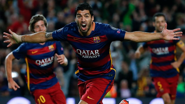 Barcelonas Luis Suarez traf zum 2:1. Barcelonas Luis Suarez traf zum 2:1.