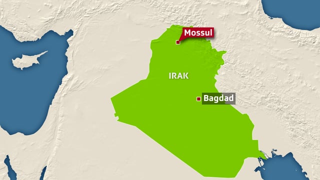 Karte mit Irak, eingezeichnet sind Bagdad und Mossul. Karte mit Irak, eingezeichnet sind Bagdad und Mossul.