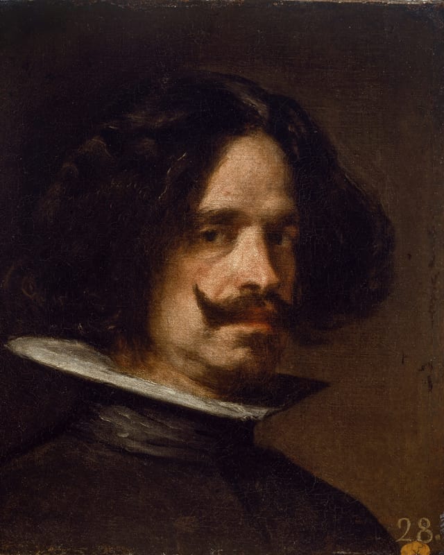 Ein Selbstporträt von Velázquez: Er malte sich mit Schnauz, langem Bob-Haarschnitt und hohem Kragen. Ein Selbstporträt von Velázquez: Er malte sich mit Schnauz, langem Bob-Haarschnitt und hohem Kragen.