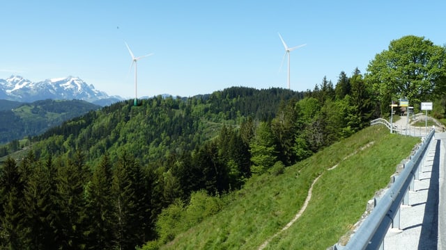 Visualisierung des Windparkprojekts in Oberegg. Visualisierung des Windparkprojekts in Oberegg.