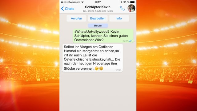 Kevin Schläpfer gibt einen Österreicher-Witz zum Besten. Kevin Schläpfer gibt einen Österreicher-Witz zum Besten.