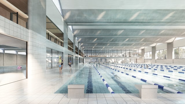 Computerbild einer Schwimmhalle innen. Computerbild einer Schwimmhalle innen.