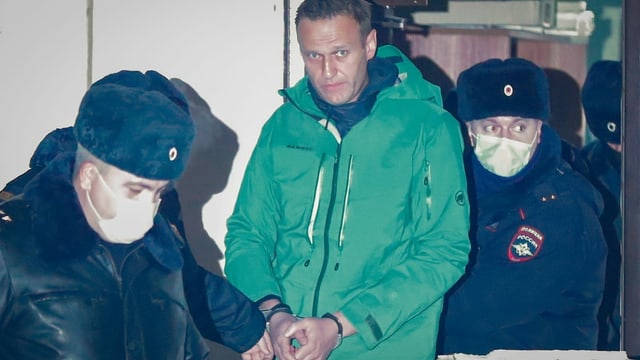 Der Oppositionelle Alexej Nawalny wird bei der Rückkehr nach Moskau unverzüglich verhaftet. Der Oppositionelle Alexej Nawalny wird bei der Rückkehr nach Moskau unverzüglich verhaftet.