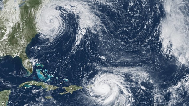 Satellitenbild mit den Hurrikanen «Maria» und «José». Satellitenbild mit den Hurrikanen «Maria» und «José».