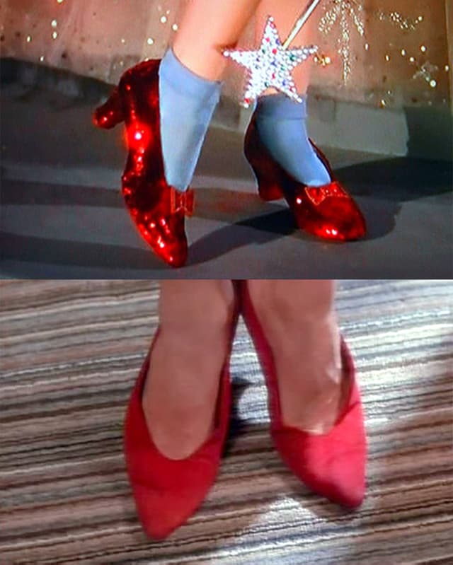 Gewollte Anspielung: Rote Schuhe in den Filmen «The Wizard of Oz» (1939) und «Wild at Heart» (David Lynch, 1990). Gewollte Anspielung: Rote Schuhe in den Filmen «The Wizard of Oz» (1939) und «Wild at Heart» (David Lynch, 1990).
