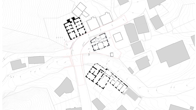 Situationsplan: Die Strassenanpassung in Mulegns Situationsplan: Die Strassenanpassung in Mulegns