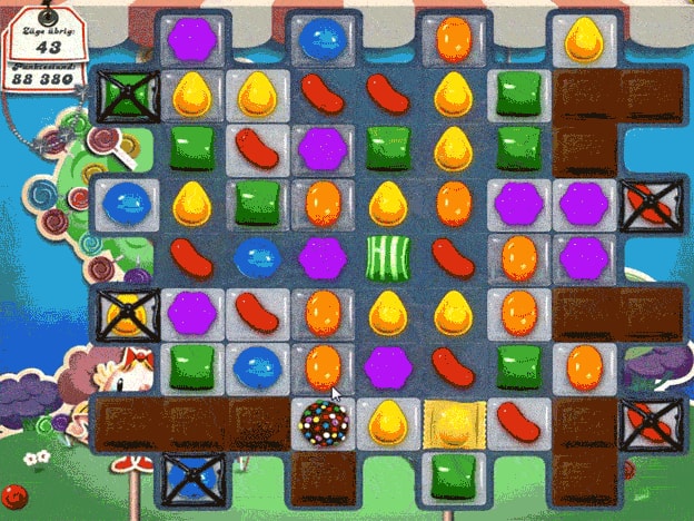Ein animiertes GIF mit einer kurzen Spielszene aus Candy Crush Saga Ein animiertes GIF mit einer kurzen Spielszene aus Candy Crush Saga