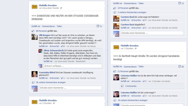 Ausschnitt aus einer Facebook-Seite. Ausschnitt aus einer Facebook-Seite.