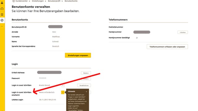 Online-Konto der Post Online-Konto der Post