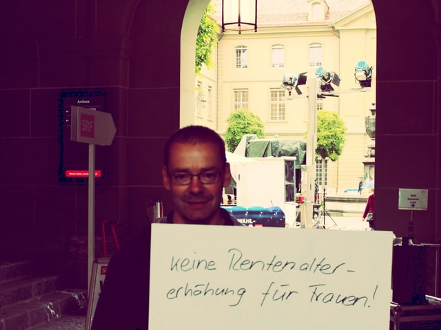 Person mit einer Sprechblase