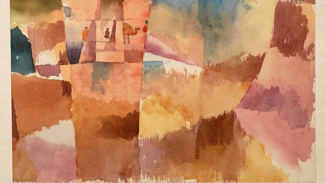 Ein abstraktes Bild von Paul Klee: veschwommene Orange-, Gelb- und Blautöne. Ein abstraktes Bild von Paul Klee: veschwommene Orange-, Gelb- und Blautöne.