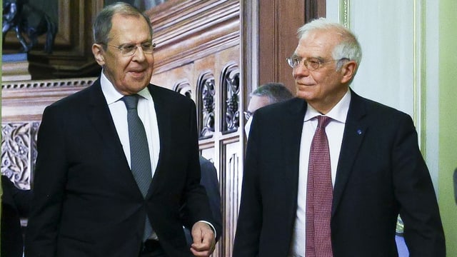 Sergej Lawrow und Josep Borrell. Sergej Lawrow und Josep Borrell.