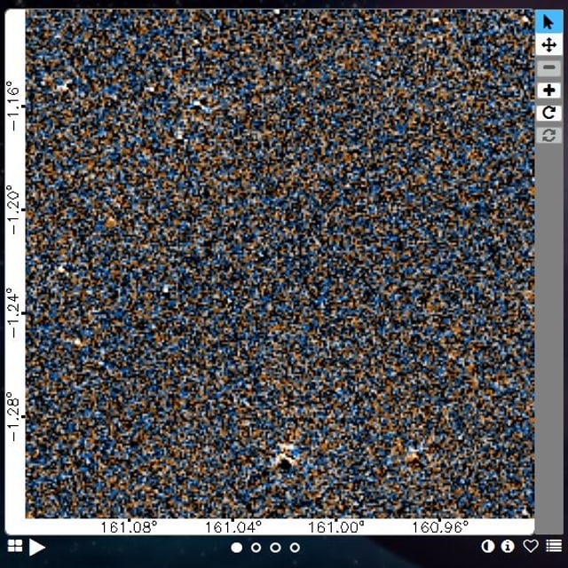 Bild mit stark gepunktetem Muster und Himmelskoordinaten. Bild mit stark gepunktetem Muster und Himmelskoordinaten.
