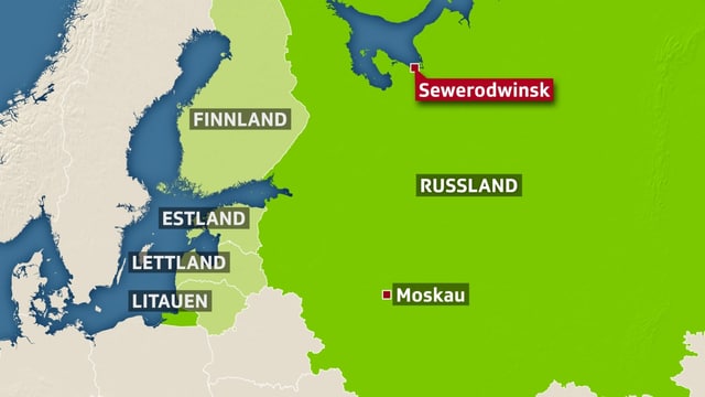 Karte vom russischen Sewerodwinsk. 